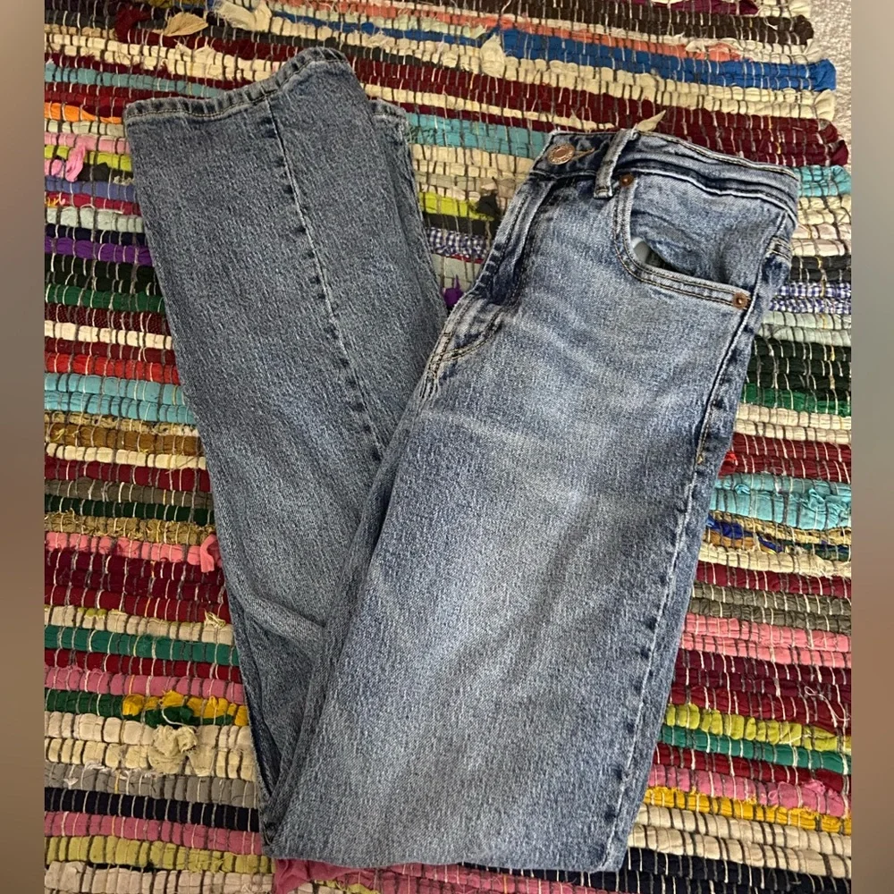 Zara Straight Leg High Rise Dark Jeans - Picture 1 of 7